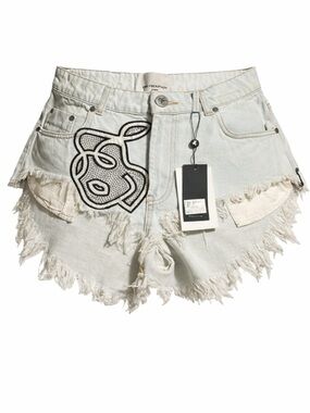 One Teaspoon size 26 light wash embellished frayed denim shorts crowded roller.